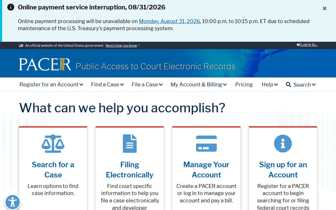 Richland County case search federal PACER record access