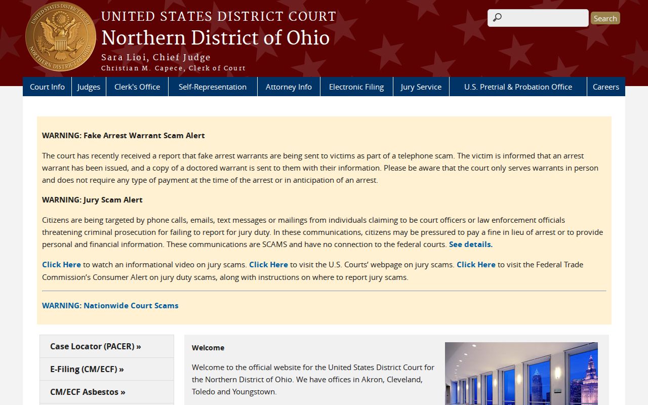 Richland County case search distinction for Northern District of Ohio records