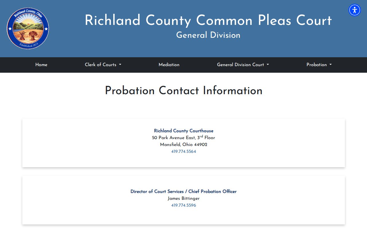 Richland County court calendar Common Pleas contact information