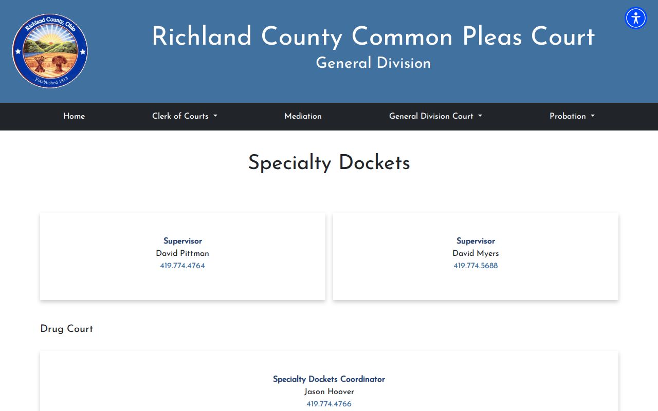 Richland County criminal docket specialty court information