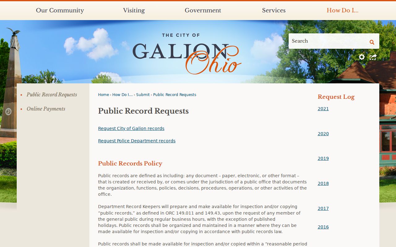 Galion court docket city public-record request policy