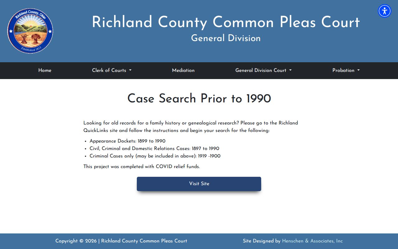 Richland County court docket historical docket archive search page